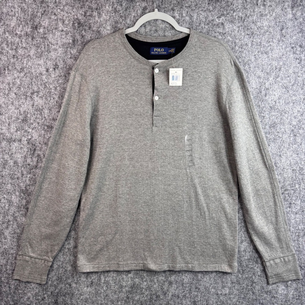 Polo Ralph Lauren Henley Shirt Mens Large Gray‎ Long Sleeve NWT Classic Casual